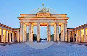 Germany capital city - Berlin, Brandenburg Gate at night photo