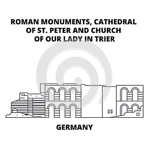 Germany, Cathedral Of St. Peter And Church Of Our Lady In Trier line icon concept. Germany, Cathedral Of St. Peter And