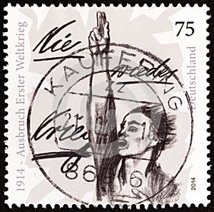 GERMANY - CIRCA 2014: A stamp printed in Germany No more War, ever, circa 2014.