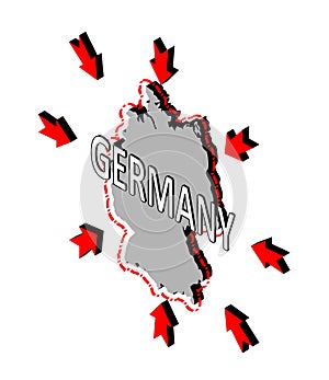 Germany closes borders, quarantine, protection against coronavirus. Ban on crossing borders. Vector isometric image of Germany map