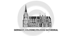 Germany, Cologne,Cologne Cathedral, travel landmark vector illustration