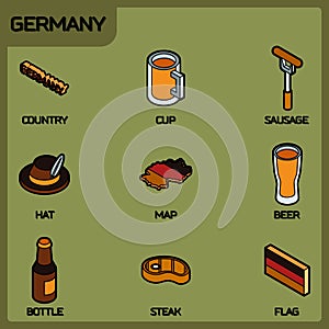 Germany color outline isometric icons