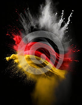 Germany colorful flag holi paint powder explosion on isolated background, generated by AI