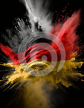 Germany colorful flag holi paint powder explosion on isolated background, generated by AI