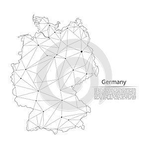 Germany communication network map. Vector low poly image of a global map