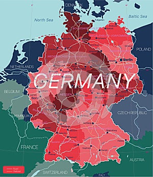 Germany country detailed editable map