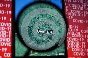 Germany country on google maps under magnifying glass