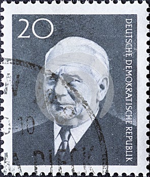 GERMANY, DDR - CIRCA 1960 : a postage stamp from Germany, GDR showing the portrait on the death of GDR President Wilhelm Pieck 187