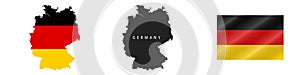 Germany. Detailed flag map. Detailed silhouette. Waving flag. Vector illustration