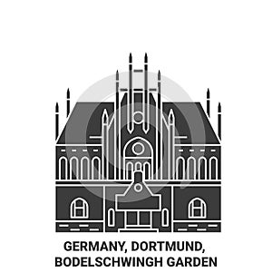 Germany, Dortmund, Bodelschwingh Garden travel landmark vector illustration