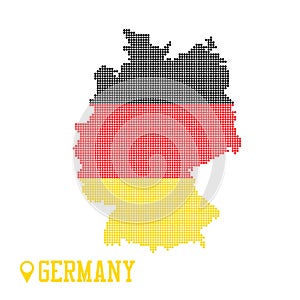 Germany dotted map. Colorful flag nation yellow red black