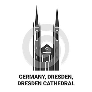 Germany, Dresden, Dresden Cathedral travel landmark vector illustration