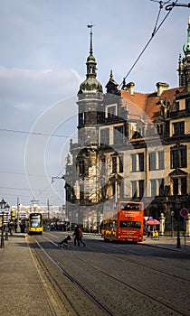 Germany, Dresden, 03.02.2014, Semperoper opera building at night in Dresden