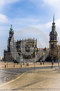 Germany, Dresden, 03.02.2014, Semperoper opera building at night in Dresden