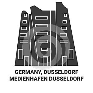 Germany, Dusseldorf, Medienhafen Dsseldorf travel landmark vector illustration