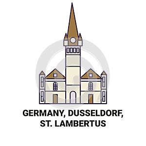 Germany, Dusseldorf,St. Lambertus travel landmark vector illustration
