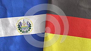 Germany and El Salvador two flags textile cloth 3D rendering