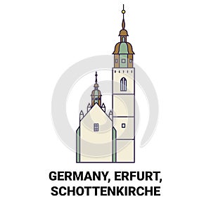Germany, Erfurt, Schottenkirche travel landmark vector illustration