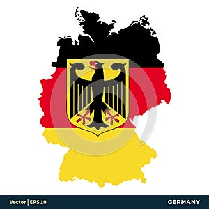 Germany - Europe Countries Map and Flag Vector Icon Template Illustration Design. Vector EPS 10.