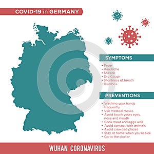 Germany Europe Country Map. Covid-29, Corona Virus Map Infographic Vector Template EPS 10