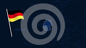 Germany on europe map vector illustration. High quality map Europe with borders of the regions on dark background with national