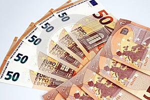 50 Euro banknotes with Mario Draghi`s signature photo