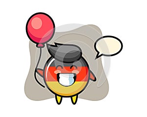 Germany flag badge mascot illustration is playing balloon