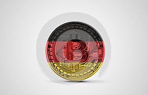Germany flag on a bitcoin cryptocurrency coin. 3D Rendering