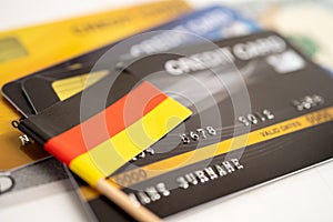 Germany flag on credit card. Finance development, Banking Account, Statistics, Investment Analytic research data economy, Stock