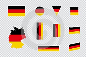 Germany Flag Flat Icon Different Shapes Map Vector Set