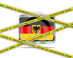 Germany flag illustration. Coronavirus danger area, quarantined country