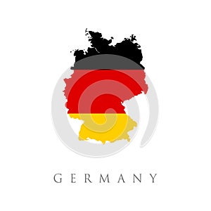 Germany flag map. Map of Germany. Vector design isolated on white background. National Deutsch flag black, red, gold colors.