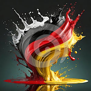 Germany flag paint liquid explosion on isolated background , generated by AI