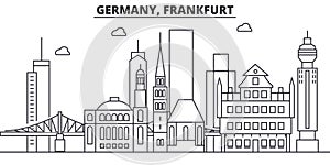 Germany, Frankfurt architecture line skyline illustration. Linear vector cityscape with famous landmarks, city sights