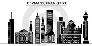 Germany, Frankfurt architecture vector city skyline, travel cityscape with landmarks, buildings, isolated sights on