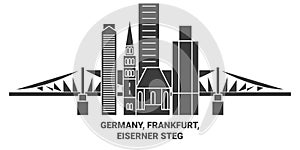 Germany, Frankfurt, Eiserner Steg travel landmark vector illustration