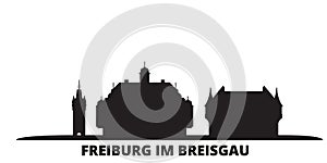 Germany, Freiburg Im Breisgau city skyline isolated vector illustration. Germany, Freiburg Im Breisgau travel black