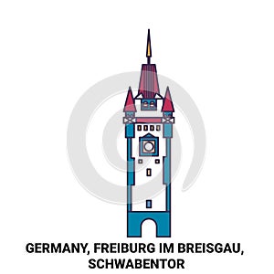 Germany, Freiburg Im Breisgau, Schwabentor travel landmark vector illustration