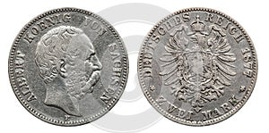 Germany German Saxonia silver coin 2 two mark 1876 photo