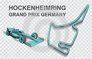 Germany grand prix race track for Formula 1 or F1. Detailed racetrack or national circuit
