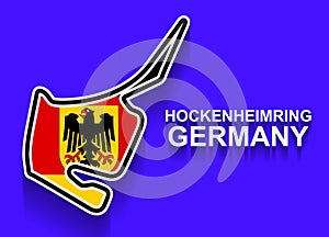 Germany grand prix race track for Formula 1 or F1 with flag. Detailed racetrack or national circuit