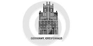 Germany, Greifswald travel landmark vector illustration