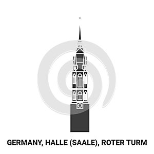 Germany, Halle Saale, Roter Turm travel landmark vector illustration