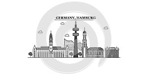 Germany, Hamburg city skyline isolated vector illustration, icons