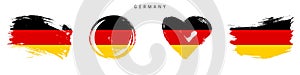 Germany hand drawn grunge style flag icon set. Free brush stroke flat vector illustration isolated on white