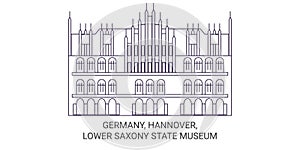 Germany, Hannover, Lower Saxony State Museum travel landmark vector illustration