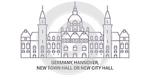 Germany, Hannover, New Town Hall Or New City Hall travel landmark vector illustration