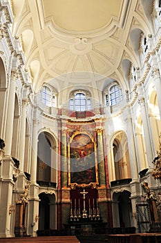 The interior design of the historic catholic woman church in Dresden photo
