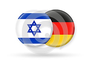 Germany and Israel circle flags. 3d icon. Round Israeli and German national symbols. Vector illustration