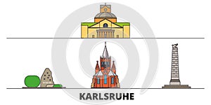 Germany, Karlsruhe flat landmarks vector illustration. Germany, Karlsruhe line city with famous travel sights, skyline